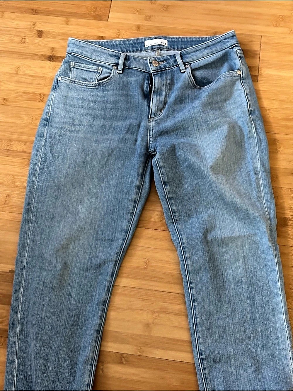 LOFT The Curvy Super Soft Girlfriend Jeans Blue Waist 28